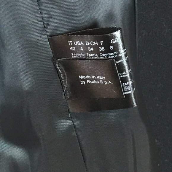 Cinzia Rocca Womens Size 4 Black Wide Collar Wool Angora Blend Designer Coat - Picture 8 of 8